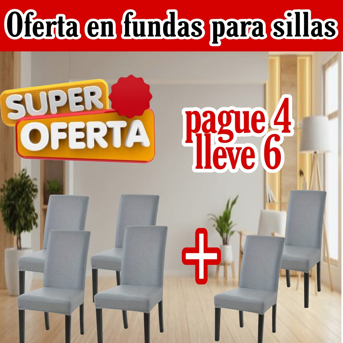 OFERTA EN FUNDAS PARA SILLAS DEL COMEDOR PAGUE 4 LLEVE 6⭐️⭐️⭐️⭐️⭐️