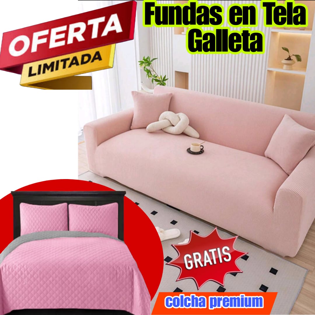 ¡Oferta Especial! Funda en Tela Galleta GRATIS Colcha para Cama Doble ⭐⭐⭐⭐⭐5/5