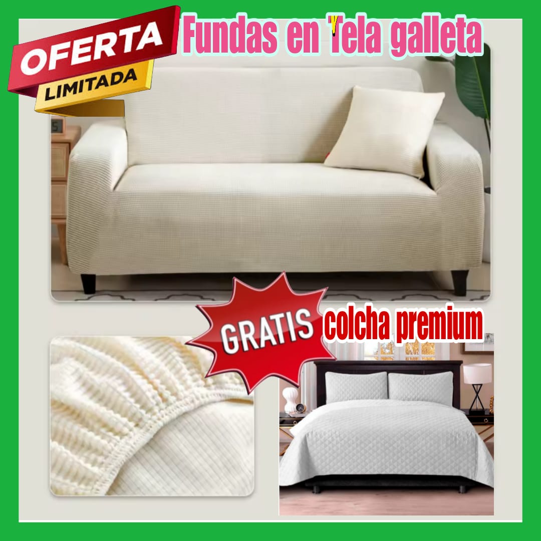 ¡Oferta Especial! Funda en Tela Galleta GRATIS Colcha para Cama Doble ⭐⭐⭐⭐⭐5/5