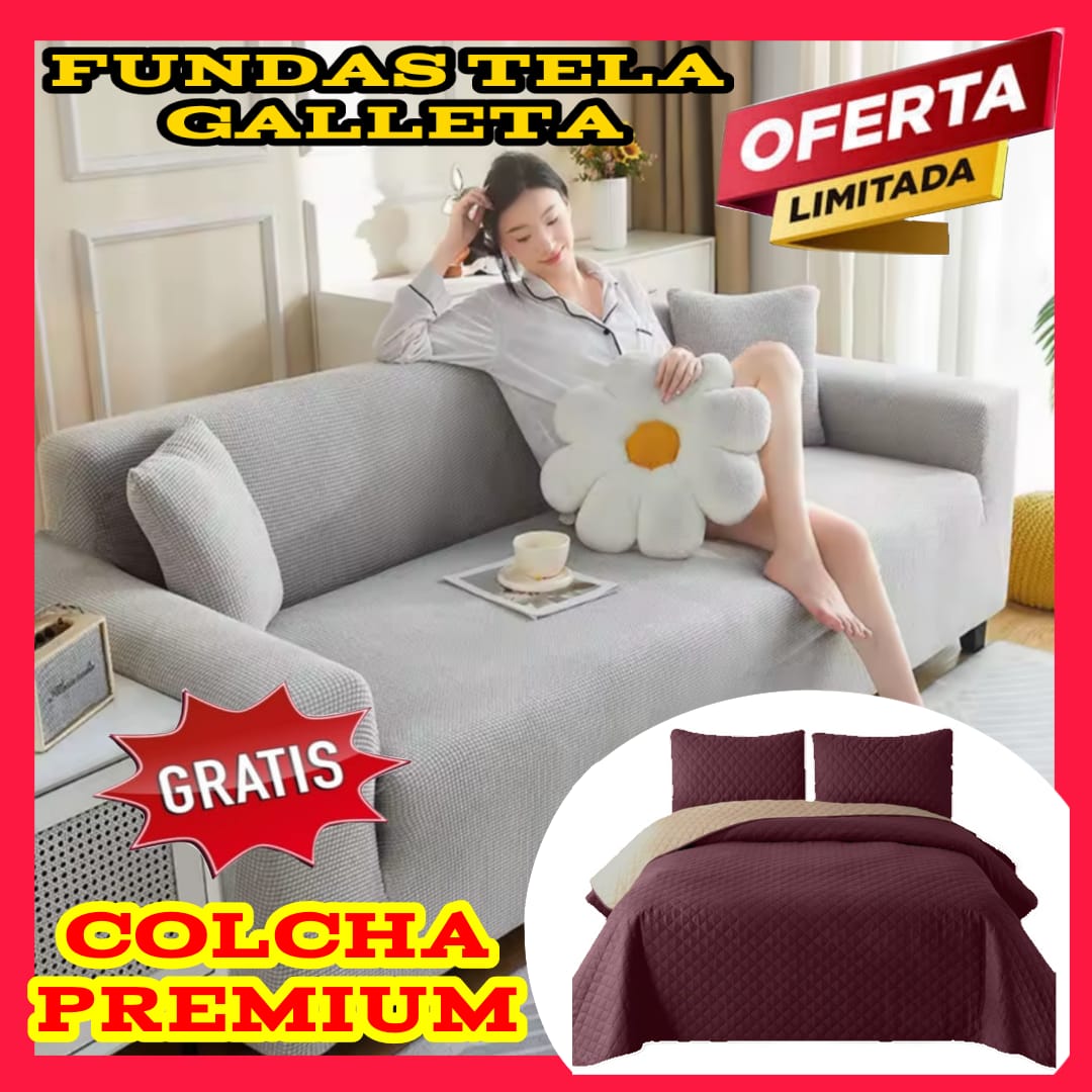 ¡Oferta Especial! Funda en Tela Galleta GRATIS Colcha para Cama Doble ⭐⭐⭐⭐⭐5/5