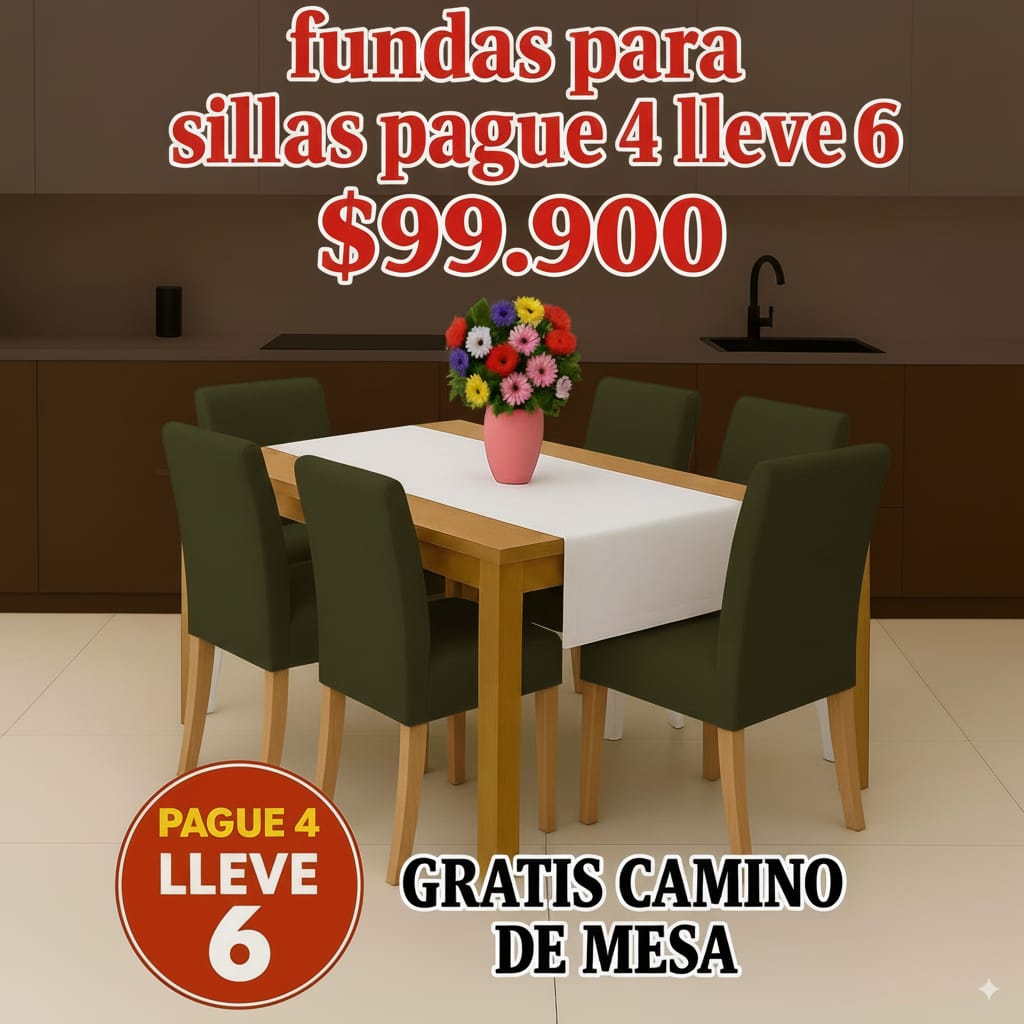 OFERTA EN FUNDAS PARA SILLAS DEL COMEDOR PAGUE 4 LLEVE 6 + CAMINO DE MESA 5/5⭐️⭐️⭐️⭐️⭐️