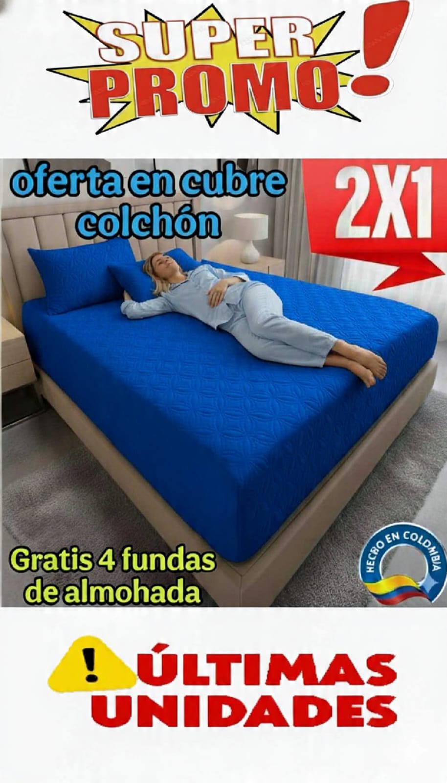 OFERTA EN CUBRE COLCHON PAGUE 1 LLEVE 2 +4 FUNDAS DE ALMOHADA⭐⭐⭐⭐⭐5/5