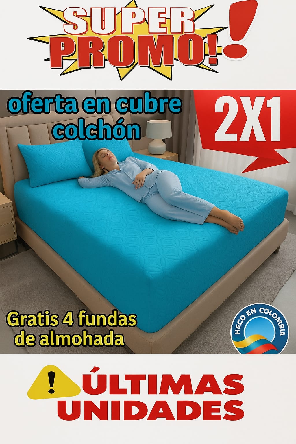 OFERTA EN CUBRE COLCHON PAGUE 1 LLEVE 2 +4 FUNDAS DE ALMOHADA⭐⭐⭐⭐⭐5/5