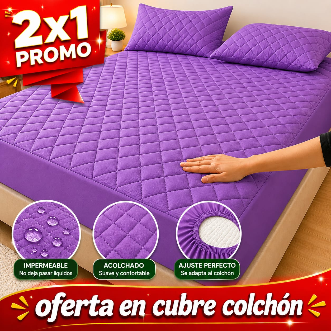 OFERTA EN CUBRE COLCHON PAGUE 1 LLEVE 2 +4 FUNDAS DE ALMOHADA⭐⭐⭐⭐⭐5/5