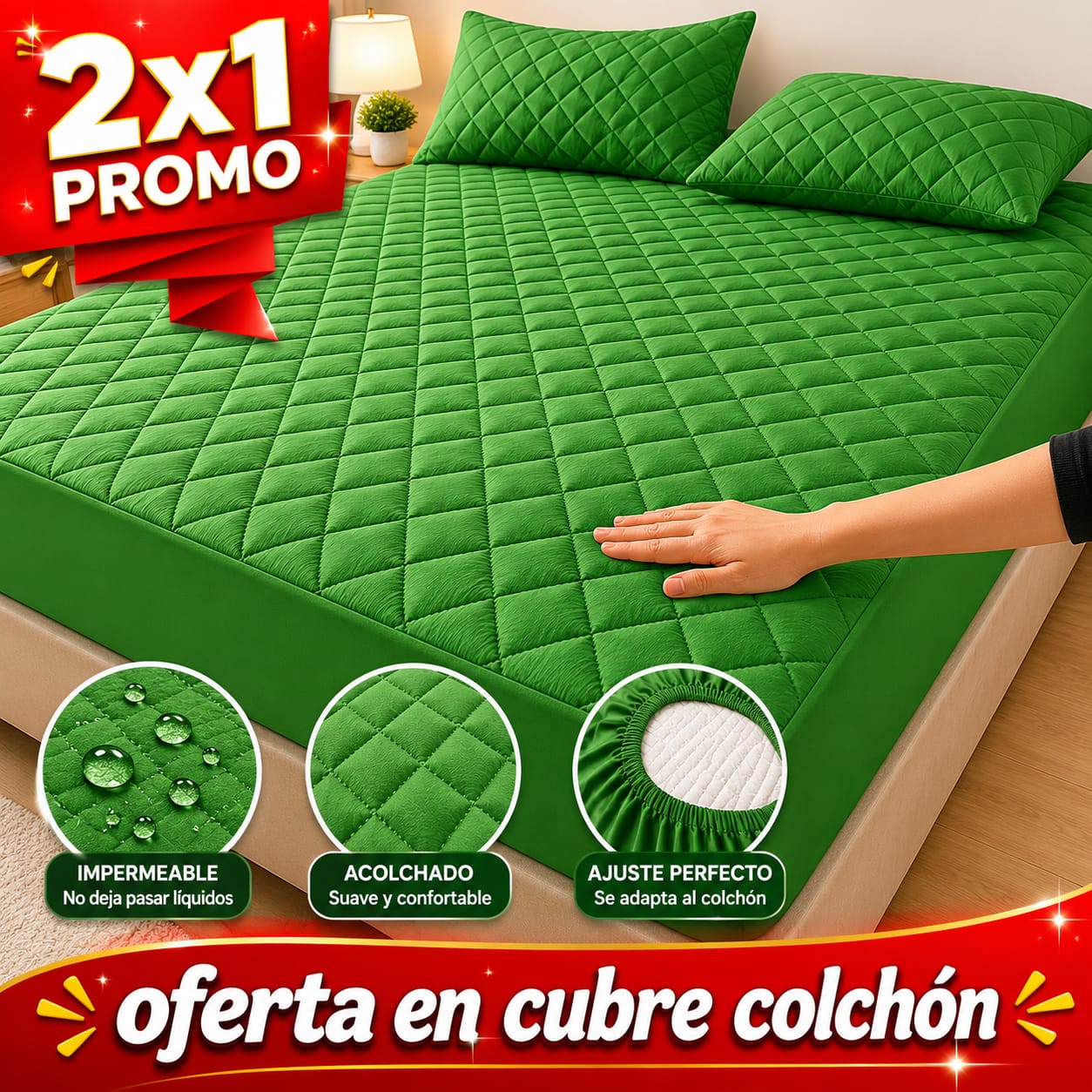 OFERTA EN CUBRE COLCHON PAGUE 1 LLEVE 2 +4 FUNDAS DE ALMOHADA⭐⭐⭐⭐⭐5/5