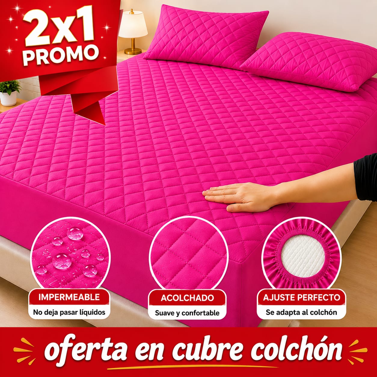 OFERTA EN CUBRE COLCHON PAGUE 1 LLEVE 2 +4 FUNDAS DE ALMOHADA⭐⭐⭐⭐⭐5/5