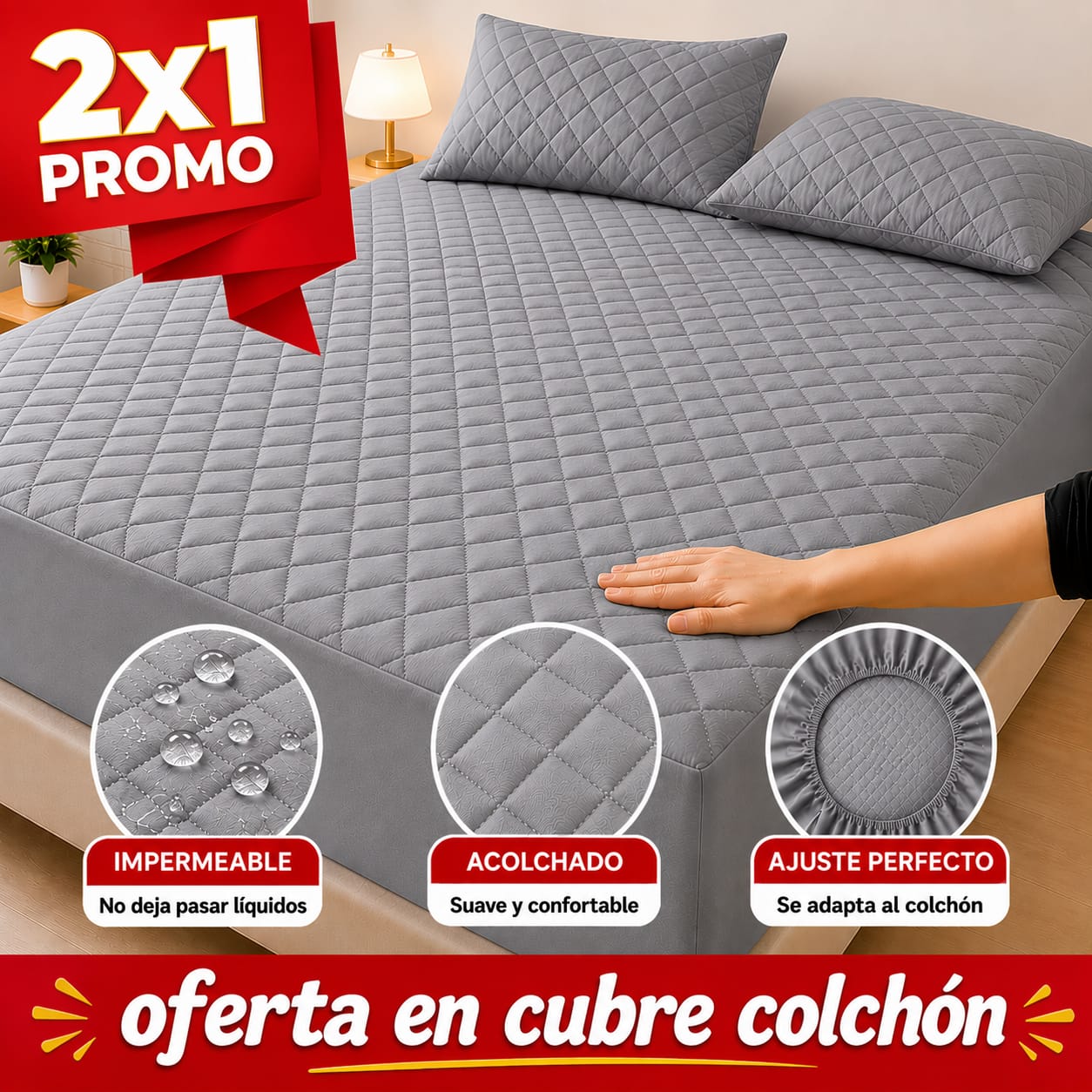OFERTA EN CUBRE COLCHON PAGUE 1 LLEVE 2 +4 FUNDAS DE ALMOHADA⭐⭐⭐⭐⭐5/5