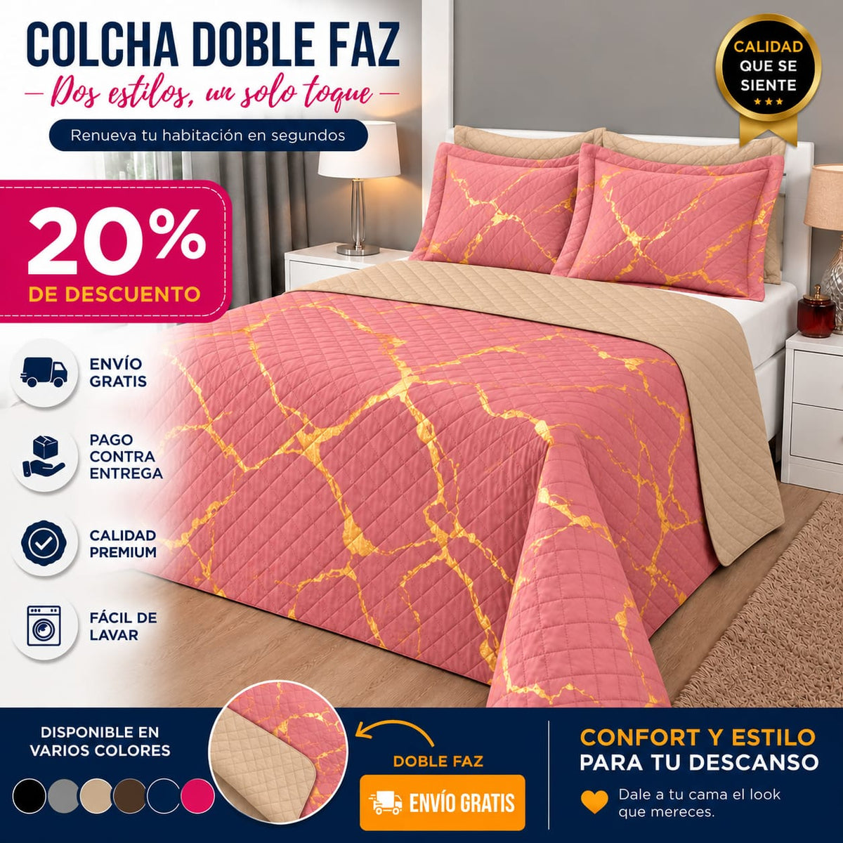 OFERTA EN COLCHA PREMIUM GOLD 20% DE DESCUENDO DE LANZAMIENTO