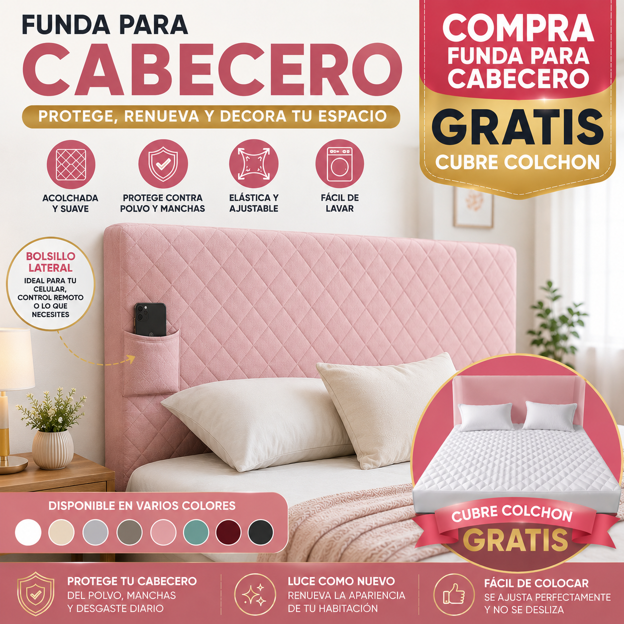 OFERTA EN FUNDA PARA CABECERO GRATIS CUBRE COLCHON ⭐⭐⭐⭐⭐5/5