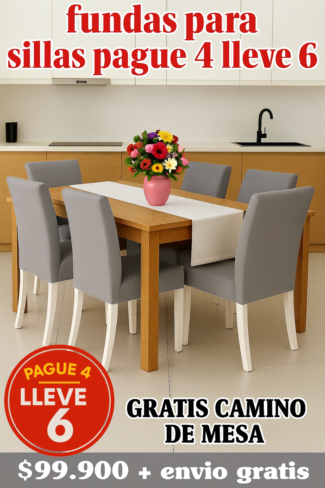 OFERTA EN FUNDAS PARA SILLAS DEL COMEDOR PAGUE 4 LLEVE 6 + CAMINO DE MESA 5/5⭐️⭐️⭐️⭐️⭐️