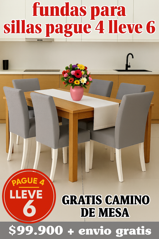 OFERTA EN FUNDAS PARA SILLAS DEL COMEDOR PAGUE 4 LLEVE 6 + CAMINO DE MESA 5/5⭐️⭐️⭐️⭐️⭐️