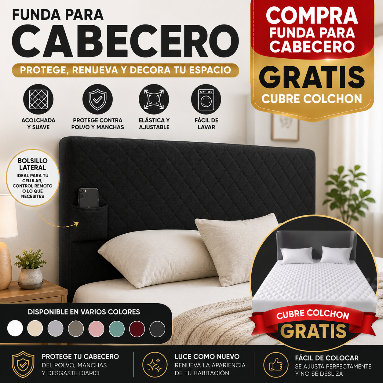 OFERTA EN FUNDA PARA CABECERO GRATIS CUBRE COLCHON ⭐⭐⭐⭐⭐5/5