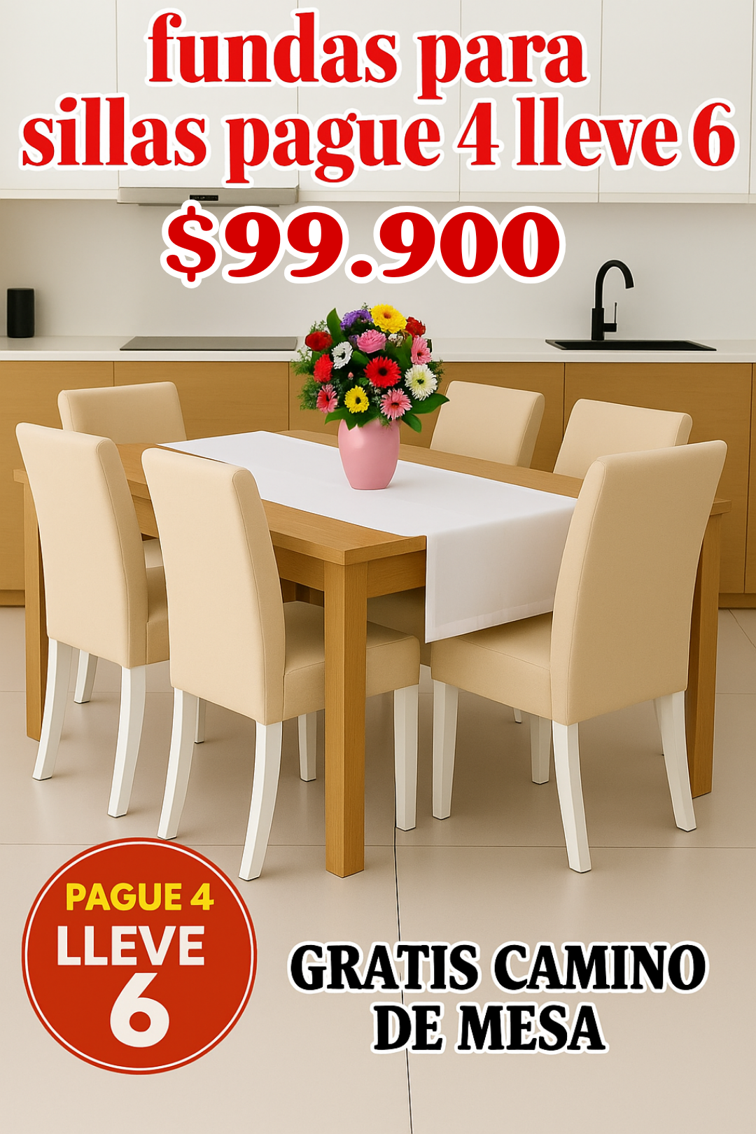 OFERTA EN FUNDAS PARA SILLAS DEL COMEDOR PAGUE 4 LLEVE 6 + CAMINO DE MESA 5/5⭐️⭐️⭐️⭐️⭐️