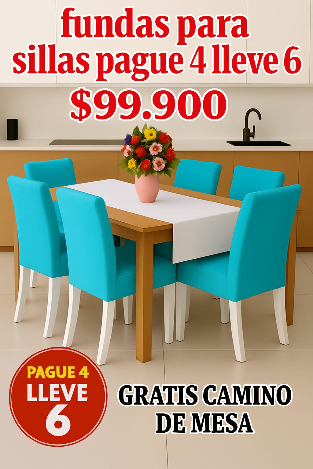 OFERTA EN FUNDAS PARA SILLAS DEL COMEDOR PAGUE 4 LLEVE 6 + CAMINO DE MESA 5/5⭐️⭐️⭐️⭐️⭐️