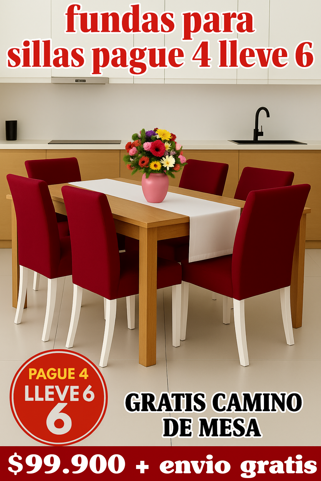 OFERTA EN FUNDAS PARA SILLAS DEL COMEDOR PAGUE 4 LLEVE 6 + CAMINO DE MESA 5/5⭐️⭐️⭐️⭐️⭐️