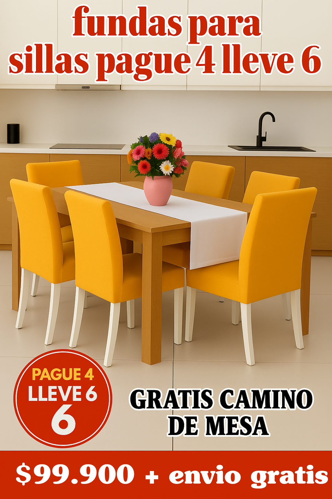 OFERTA EN FUNDAS PARA SILLAS DEL COMEDOR PAGUE 4 LLEVE 6 + CAMINO DE MESA 5/5⭐️⭐️⭐️⭐️⭐️
