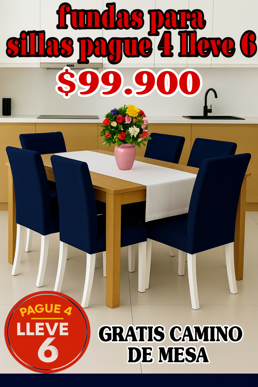 OFERTA EN FUNDAS PARA SILLAS DEL COMEDOR PAGUE 4 LLEVE 6 + CAMINO DE MESA 5/5⭐️⭐️⭐️⭐️⭐️