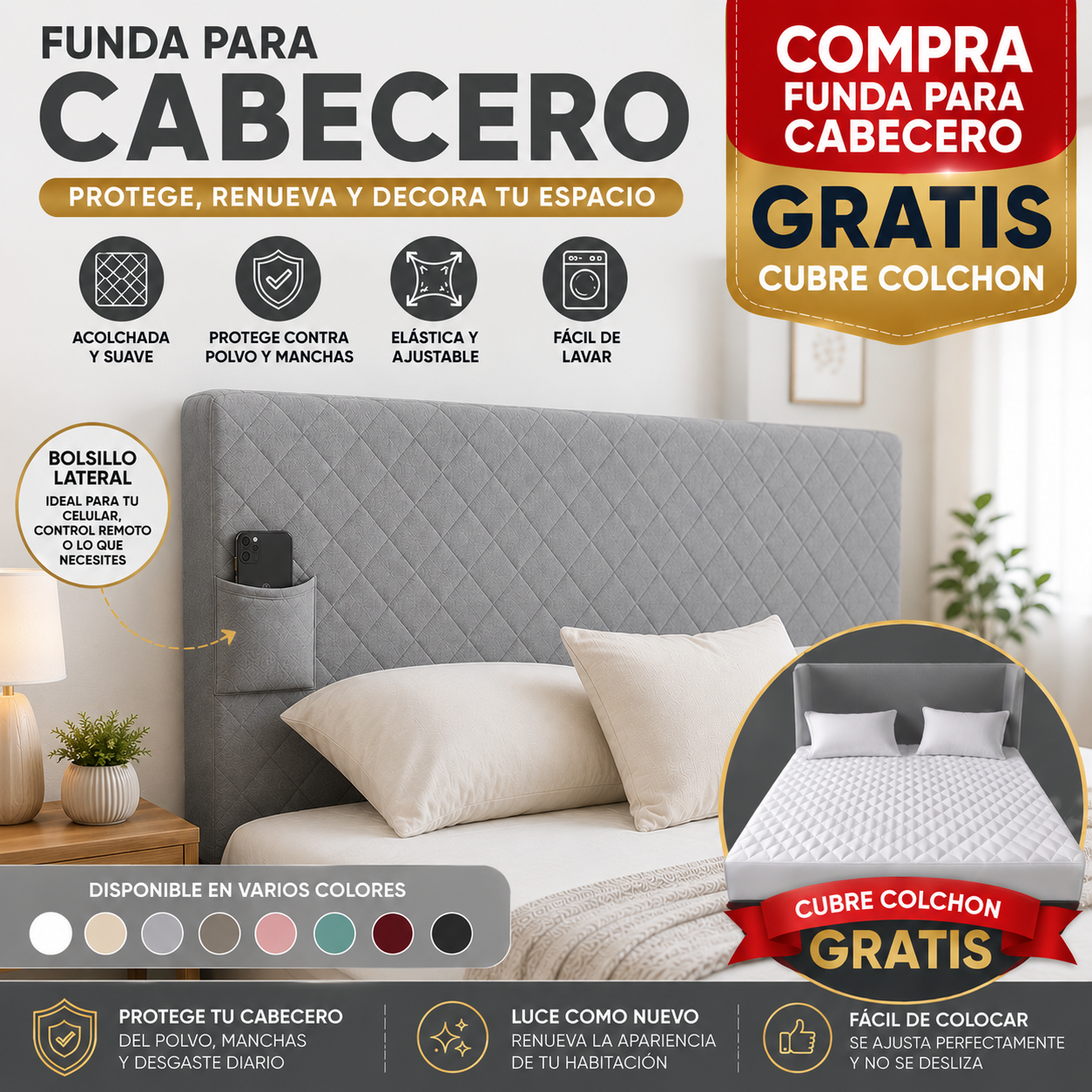 OFERTA EN FUNDA PARA CABECERO GRATIS CUBRE COLCHON ⭐⭐⭐⭐⭐5/5