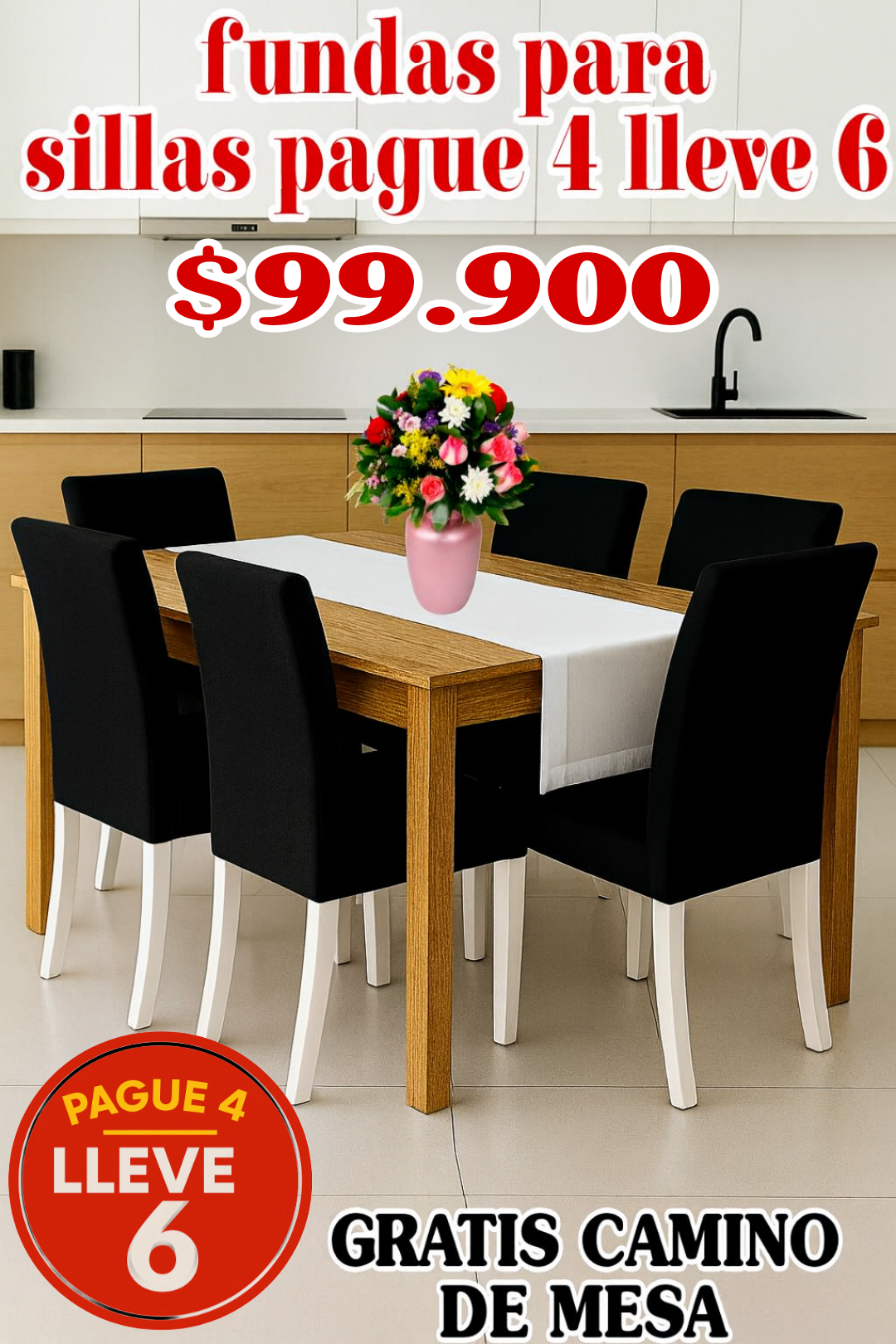 OFERTA EN FUNDAS PARA SILLAS DEL COMEDOR PAGUE 4 LLEVE 6 + CAMINO DE MESA 5/5⭐️⭐️⭐️⭐️⭐️