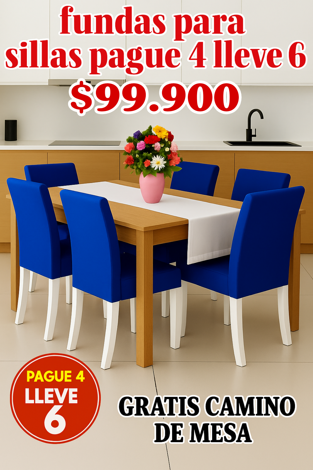 OFERTA EN FUNDAS PARA SILLAS DEL COMEDOR PAGUE 4 LLEVE 6 + CAMINO DE MESA 5/5⭐️⭐️⭐️⭐️⭐️