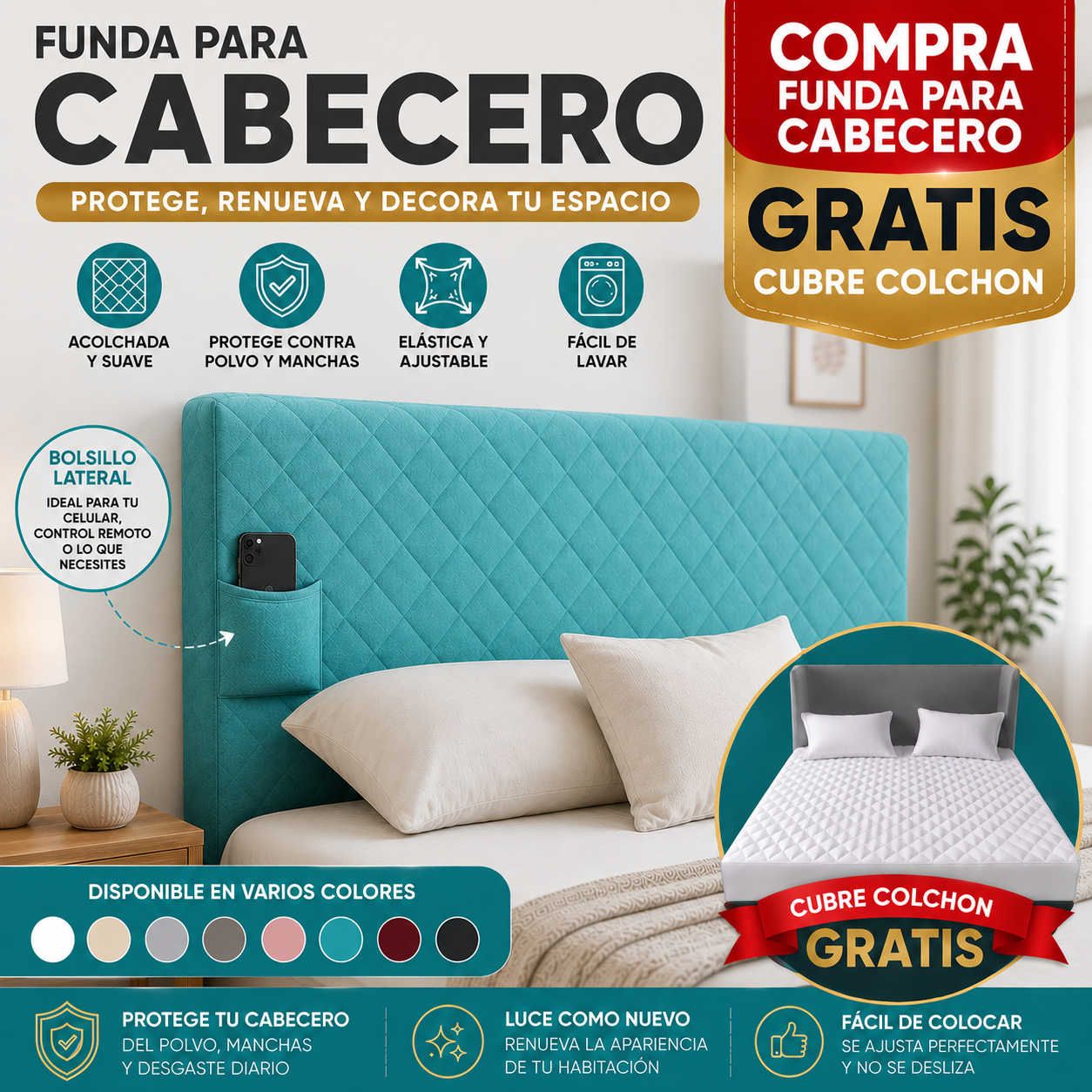 OFERTA EN FUNDA PARA CABECERO GRATIS CUBRE COLCHON ⭐⭐⭐⭐⭐5/5