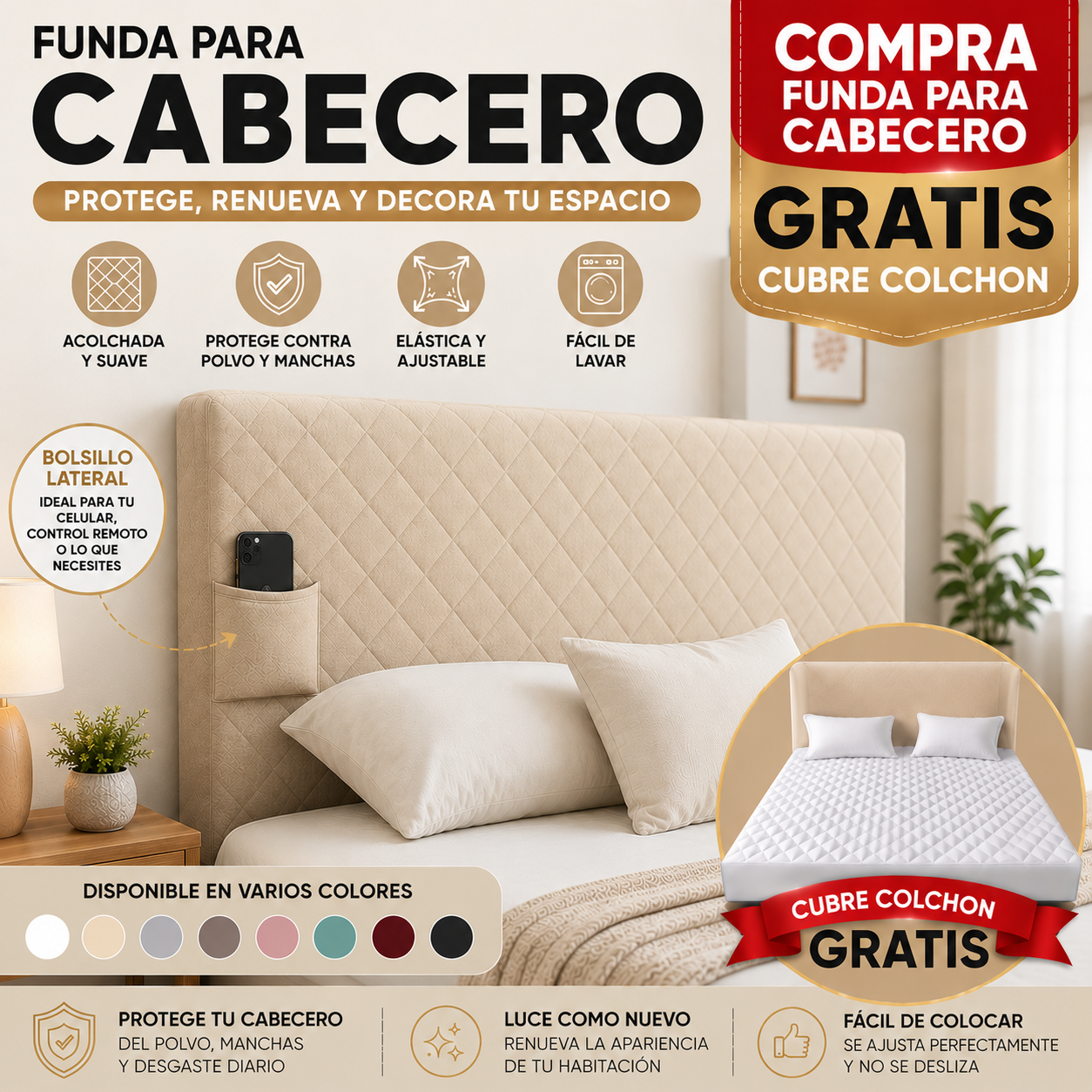 OFERTA EN FUNDA PARA CABECERO GRATIS CUBRE COLCHON ⭐⭐⭐⭐⭐5/5